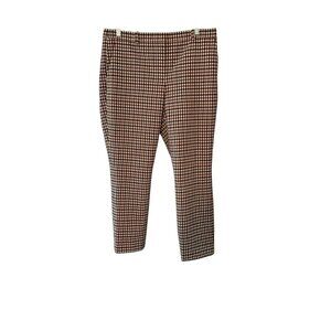 Theory Womens Brown & White Gingham Slim-Fit Ankle Pants With Pockets size 10